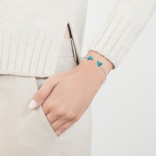 Turquoise triangle adjustable silver bracelet
